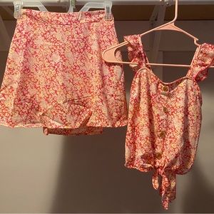 “Speechless kids” 2 piece pink & white skort/ tank set